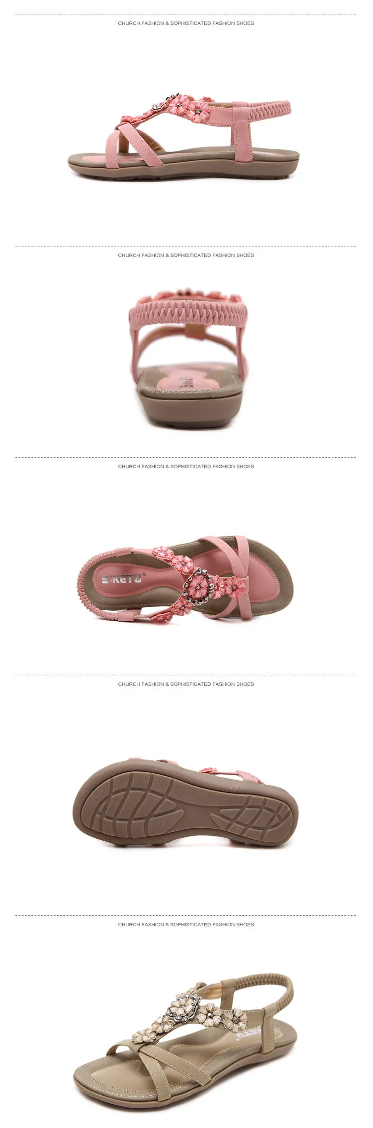 Women's Boho Casual Flat Ankle Elastic Flip Flop Sandals Alex Marie Sandals