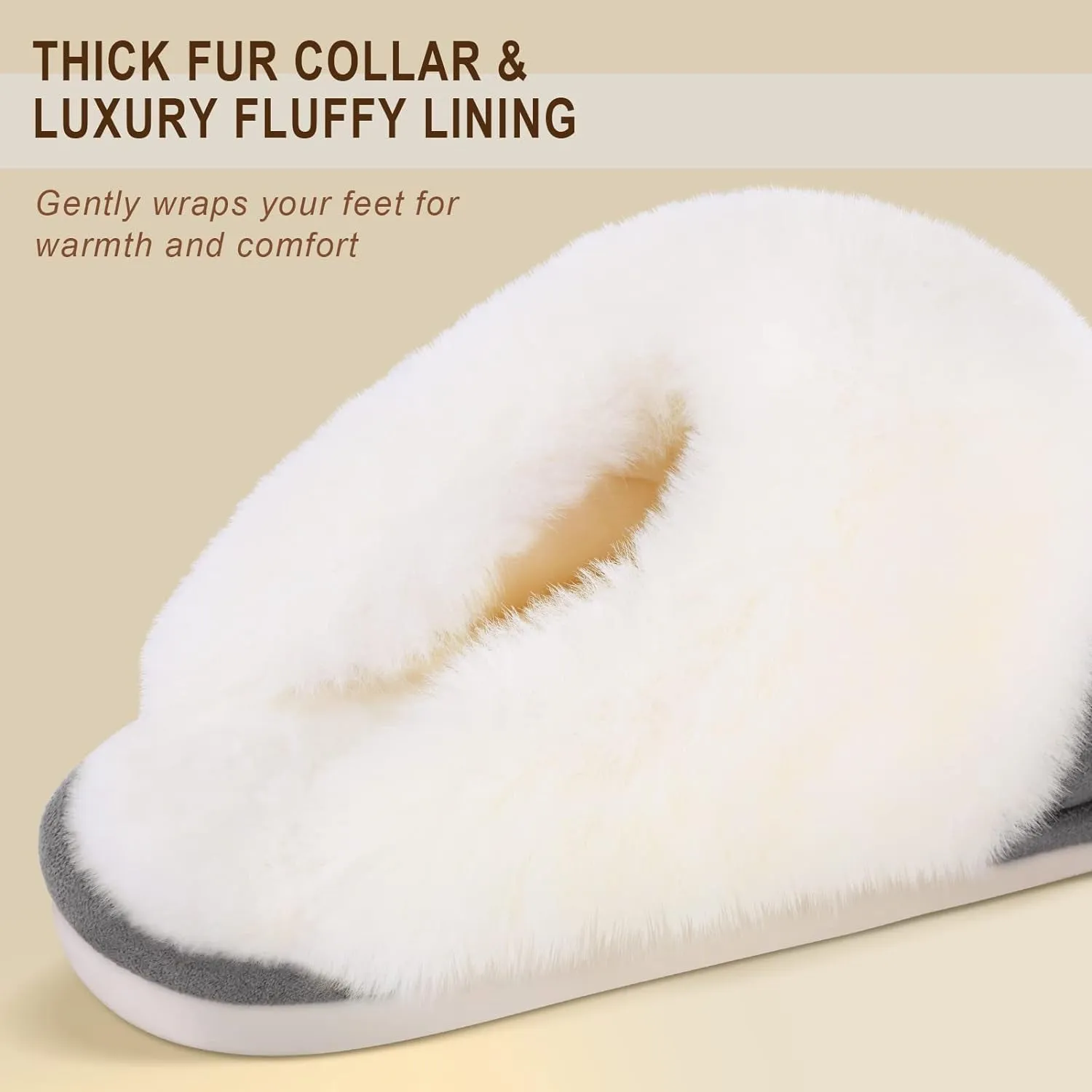 Women'S Slippers Fuzzy Warm Comfy Faux Fur Slip-On Fluffy Bedroom House Shoes Memory Foam Suede Cozy Plush Breathable Anti-Slip Indoor & Outdoor Winter Alf Slippers