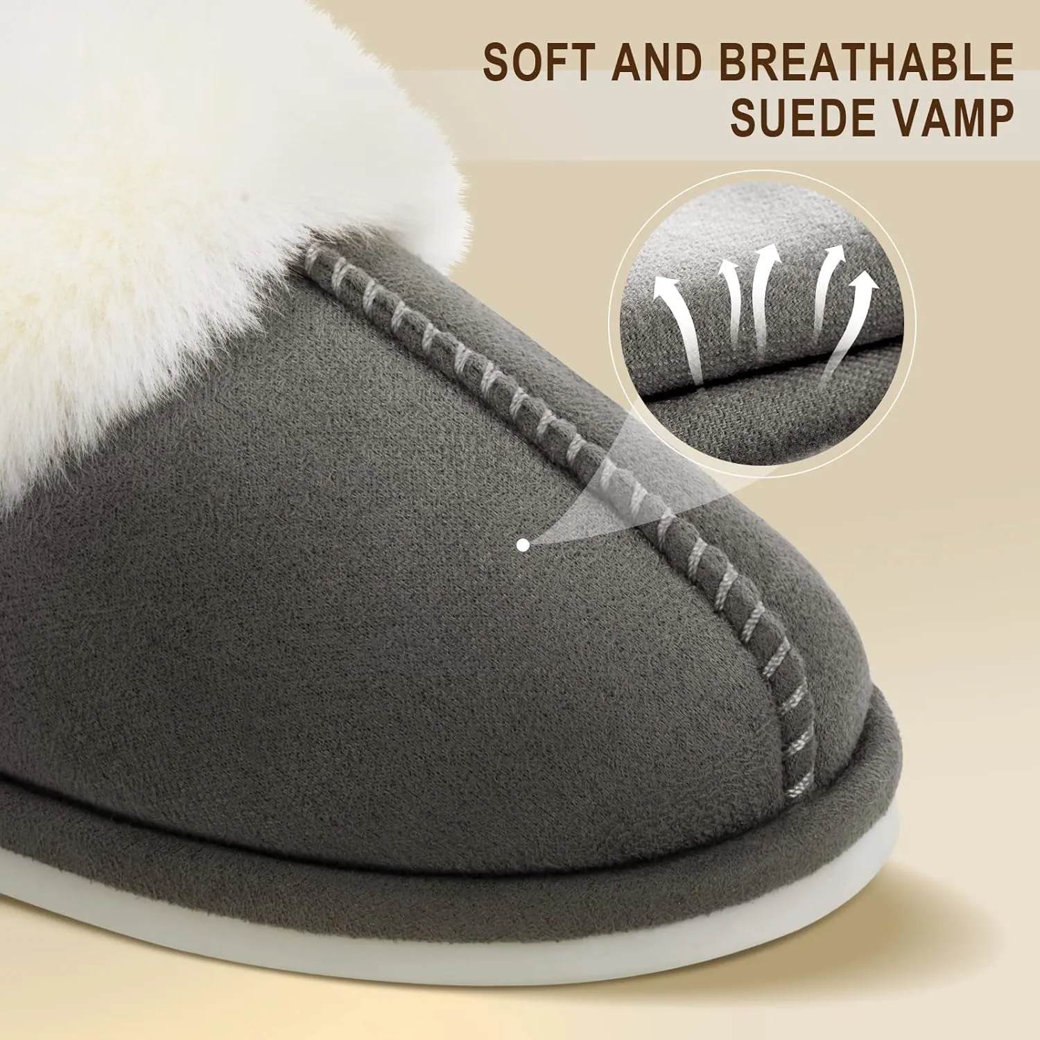 Free Knitting Pattern For Slippers Women'S Slippers Fuzzy Warm Comfy Faux Fur Slip-On Fluffy Bedroom House Shoes Memory Foam Suede Cozy Plush Breathable Anti-Slip Indoor & Outdoor Winter