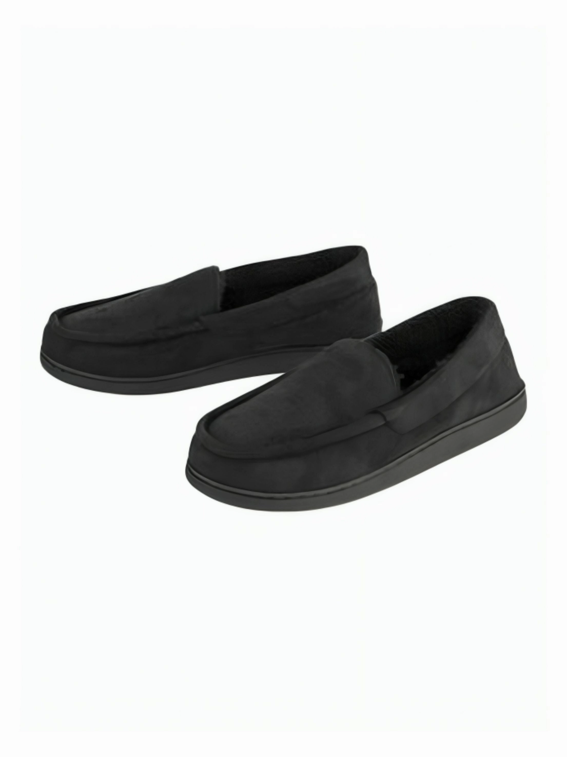 Slippers With Removable Sole Men's Plain Mocassin Slippers,Black