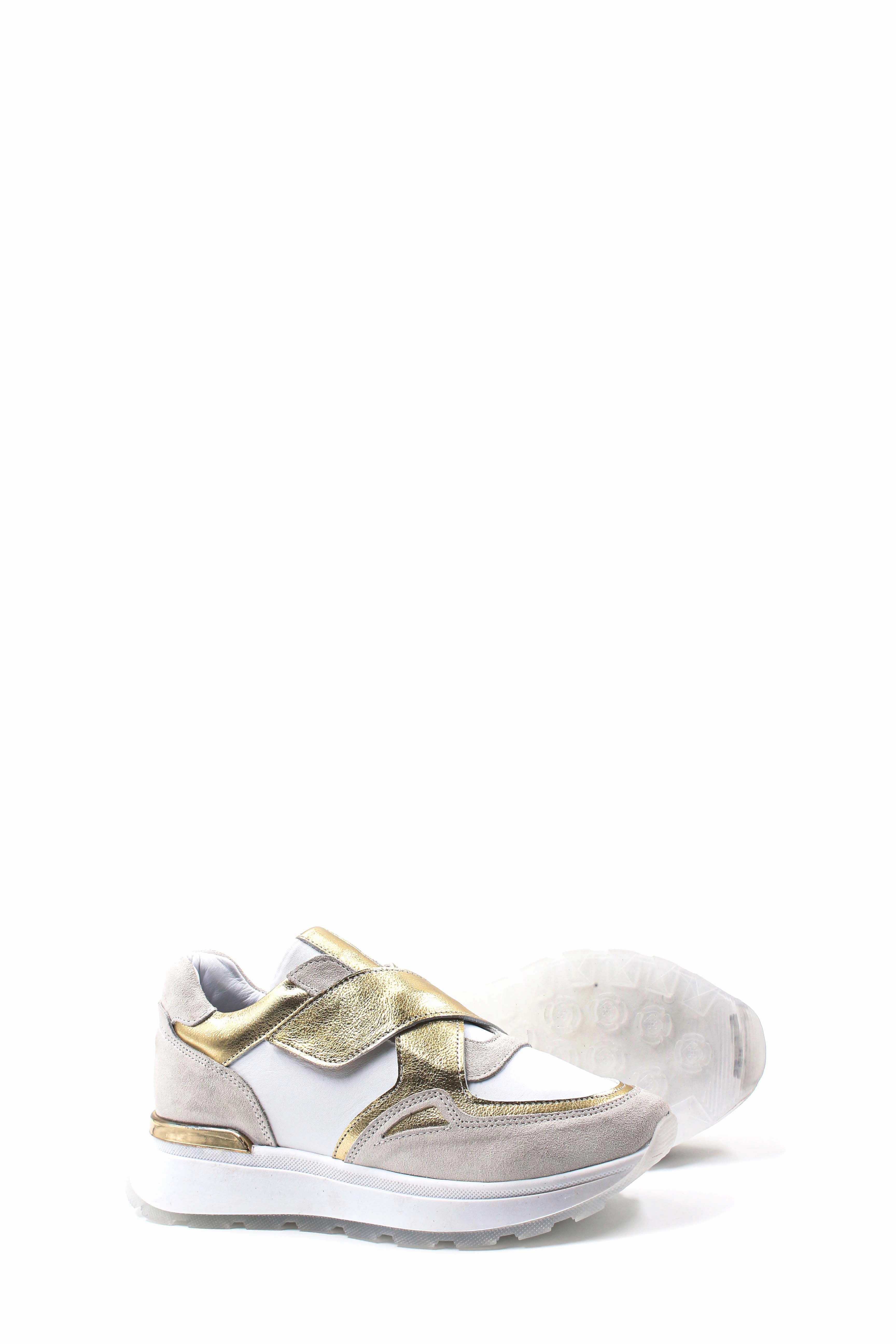 Cheap Casual Athletic Shoes FST Genuine Leather Women's Casual Shoes 757ZA24055 White Gold - Woonsocket