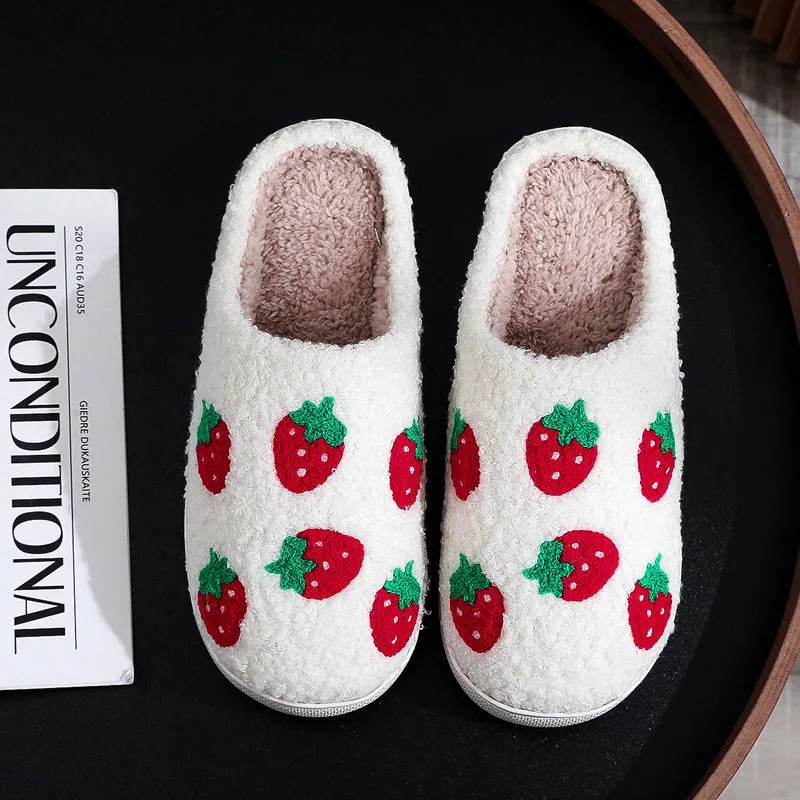 Countryside Fruit Pattern Fuzzy Slippers Foamposite Slides