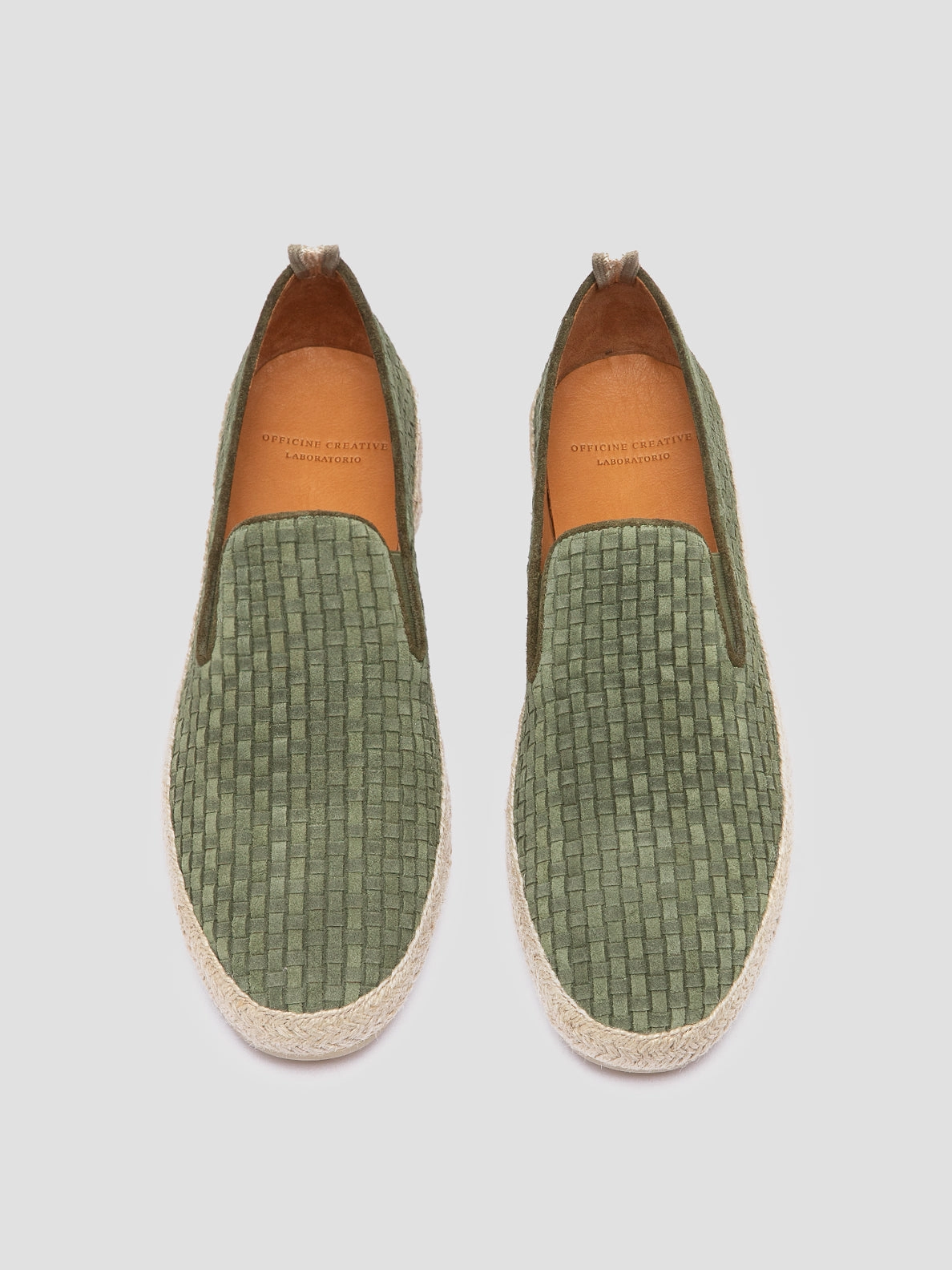 BOWLINE 001 - Green Woven Espadrille Shoes Penny Loafers And Shorts