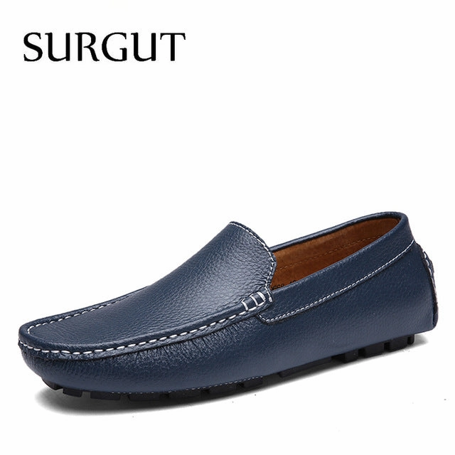 Cow Split Leather Men Flat Shoes Brand Moccasins Men Loafers Driving Shoes Fashion Casual Shoes Hot Sell Best Flat Sole Running Shoes