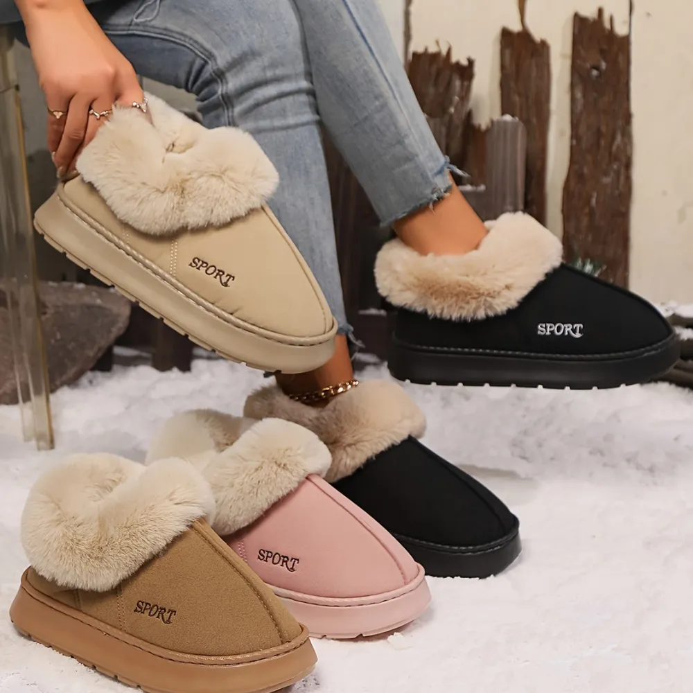 Cozy Plush Soft Slippers Shoes For Women Slippers With Rubber Sole