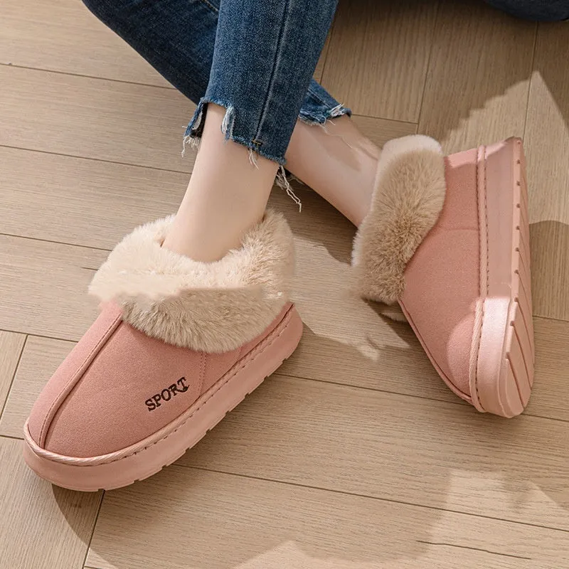 Cozy Plush Soft Slippers Shoes For Women Slippers With Laces
