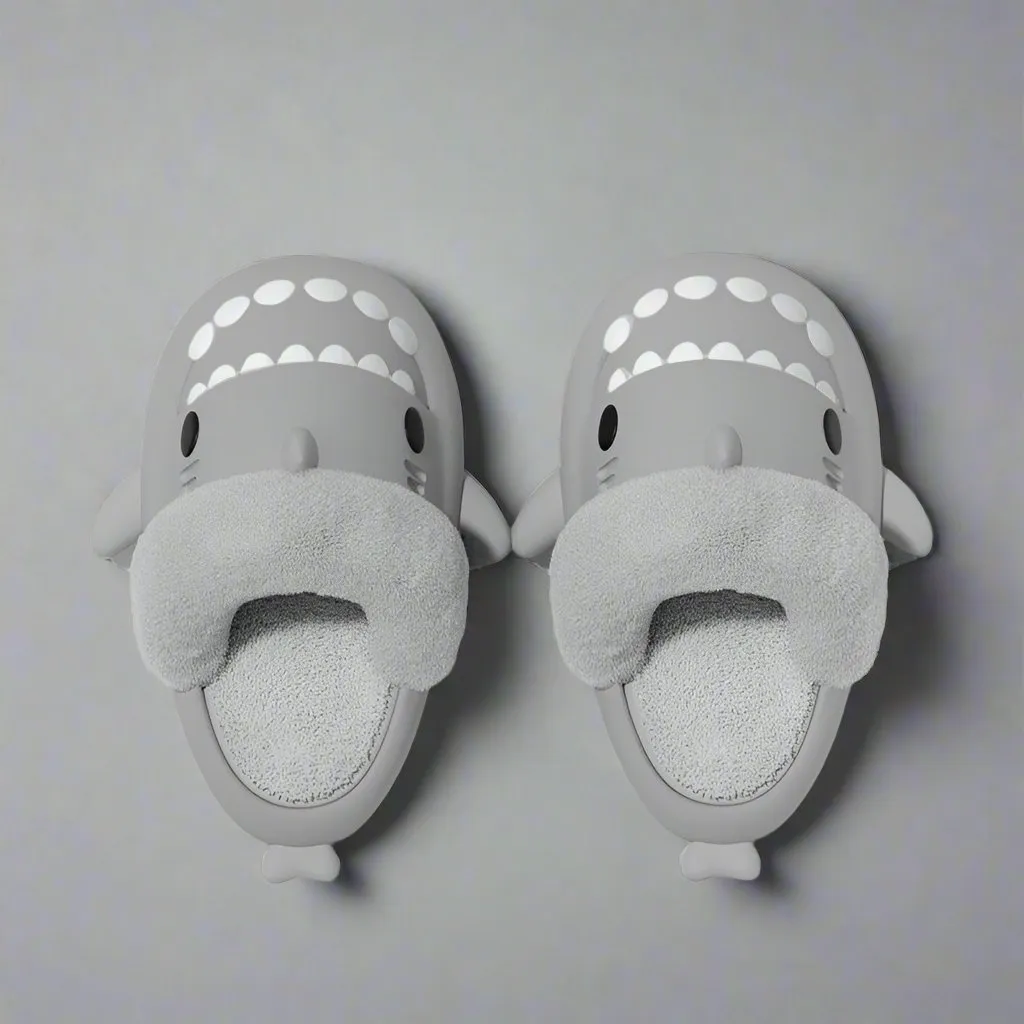 Women's Winter Shark Slippers - Detachable Warm Plush Plushie Slippers