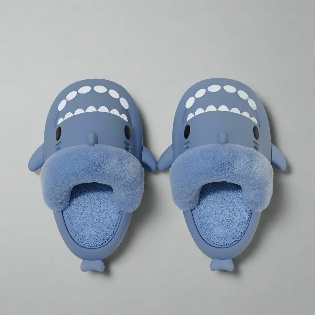Women's Winter Shark Slippers - Detachable Warm Plush Pattern For Felted Slippers