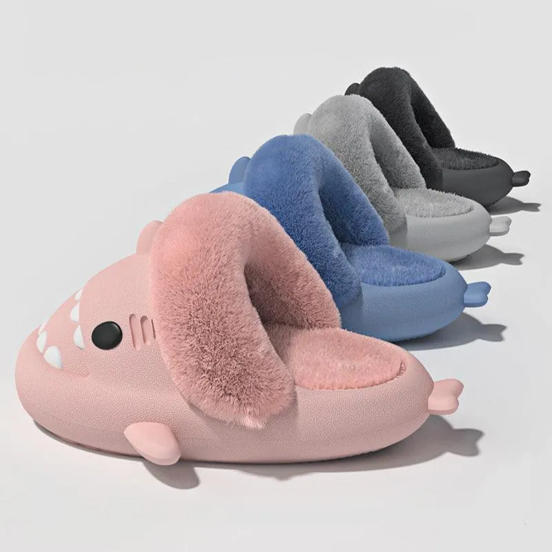 Women's Winter Shark Slippers - Detachable Warm Plush Grandparent Slippers