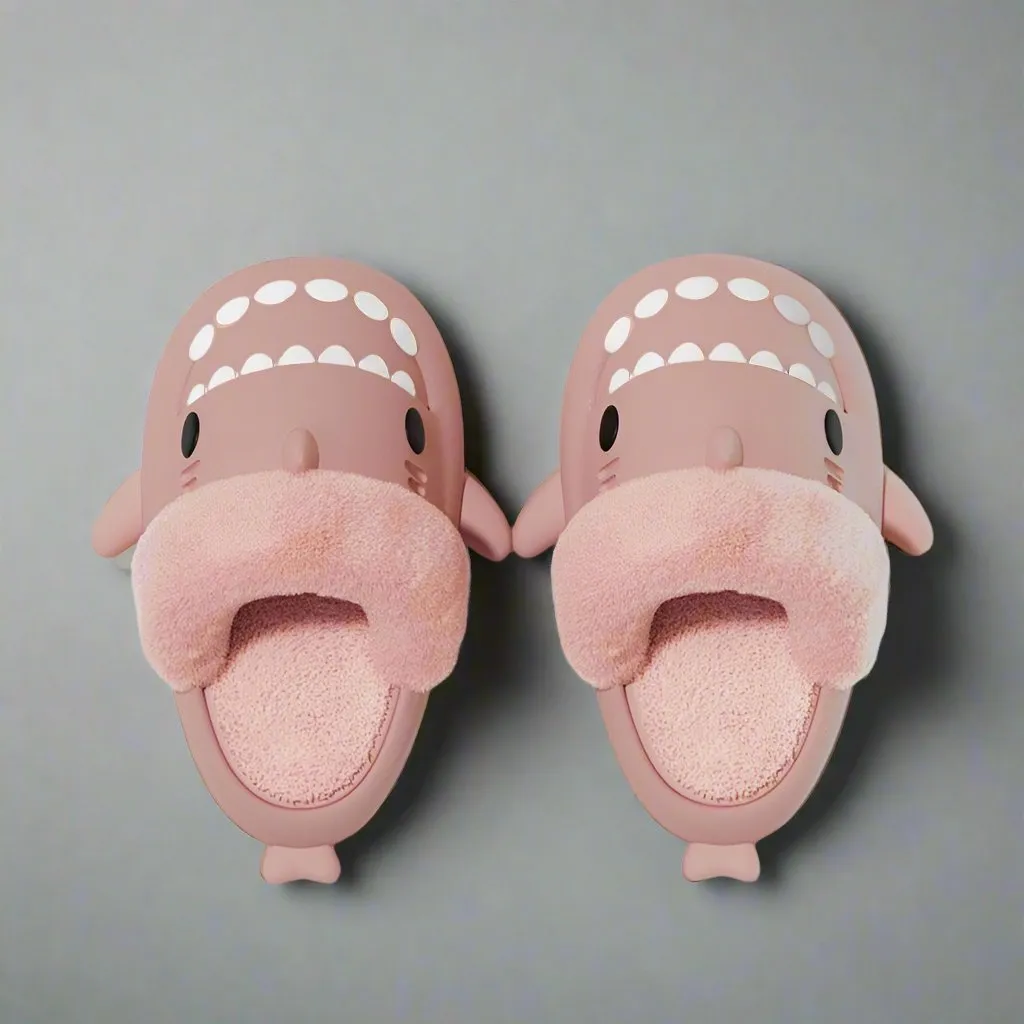 Custom Embroidered Slippers Women's Winter Shark Slippers - Detachable Warm Plush