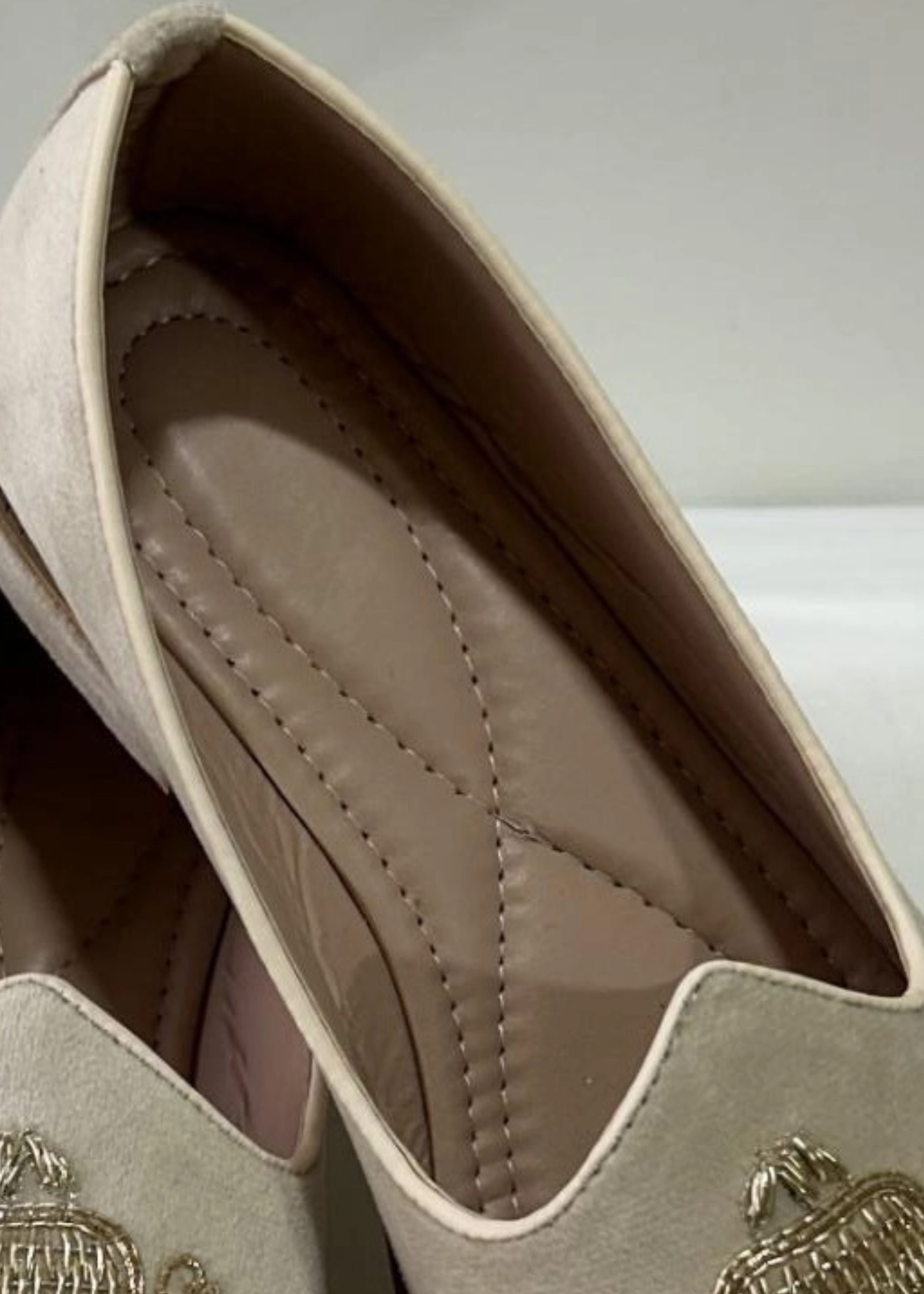 Taupe Loafers CREAM SUEDE HANDWORK SHOES FOR MEN