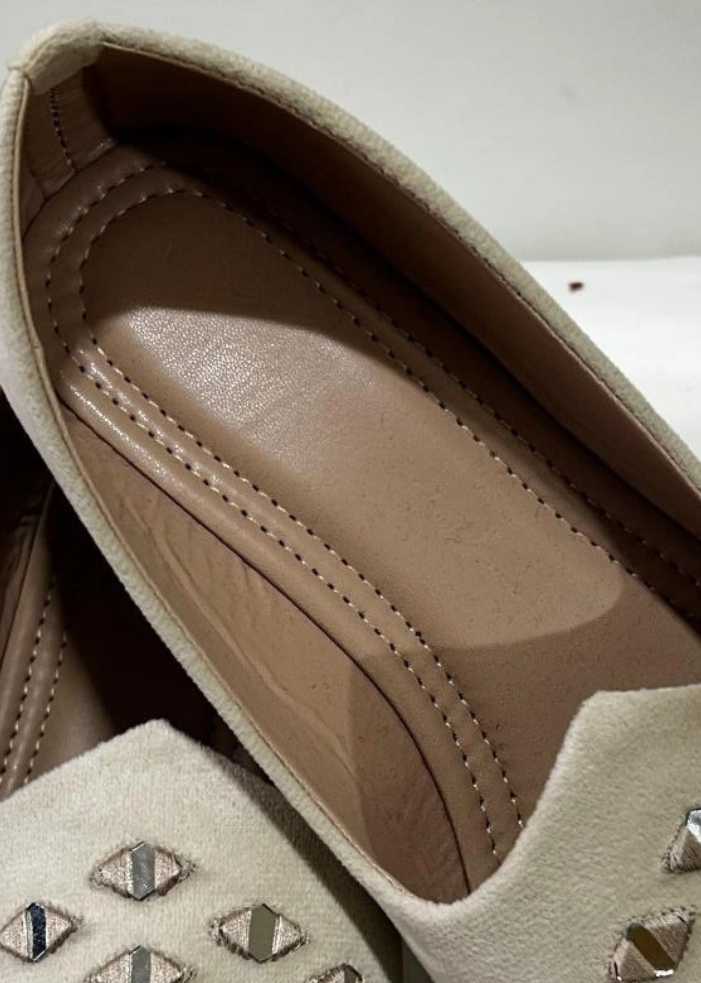 CREAM SUEDE MIRRORWORK SHOES FOR MEN Prada Leather Loafers