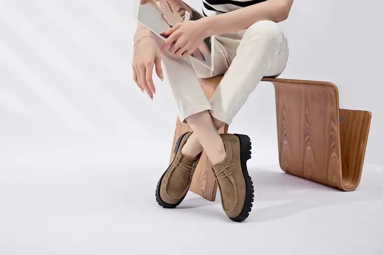 Crystal Suede Shoes Brown Suede Loafers