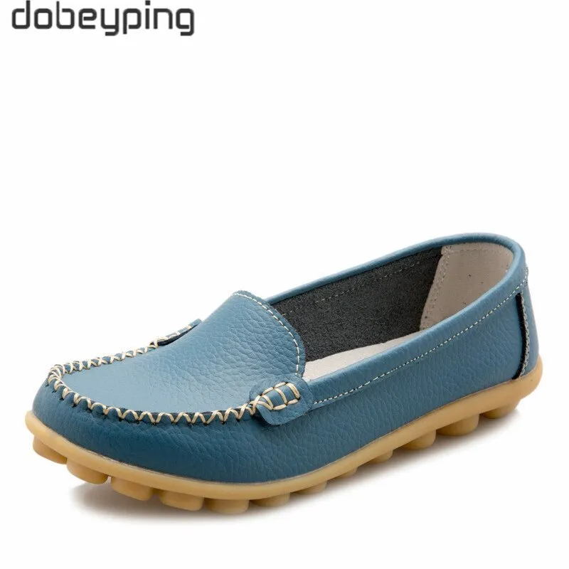 Derby Loafers dobeyping New Spring Autumn Shoes Woman Genuine Leather Women Flats Slip On Women Loafers Moccasins Female Shoe Plus Size 35-44