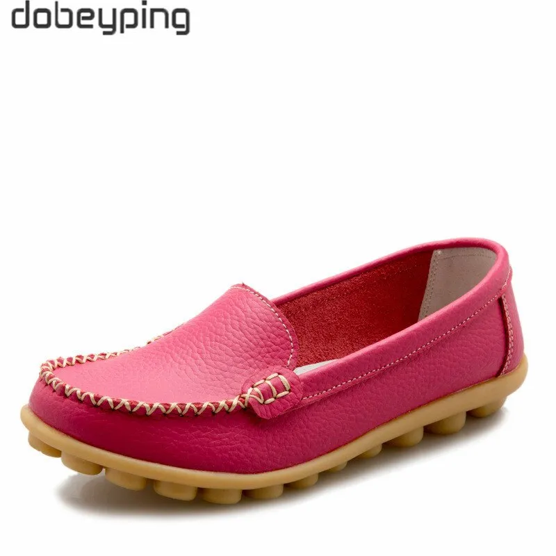 dobeyping New Spring Autumn Shoes Woman Genuine Leather Women Flats Slip On Women Loafers Moccasins Female Shoe Plus Size 35-44 Moccasin-seam Loafers