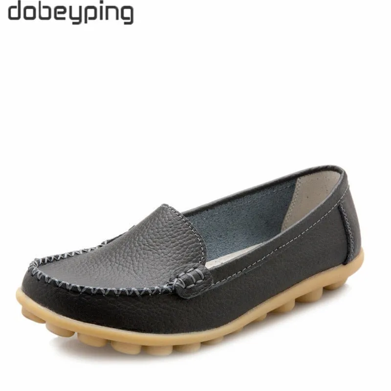dobeyping New Spring Autumn Shoes Woman Genuine Leather Women Flats Slip On Women Loafers Moccasins Female Shoe Plus Size 35-44 Loafers Slip On