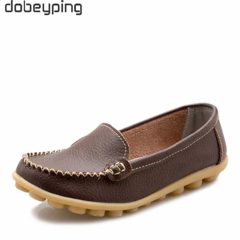 Loafers Italian dobeyping New Spring Autumn Shoes Woman Genuine Leather Women Flats Slip On Women Loafers Moccasins Female Shoe Plus Size 35-44