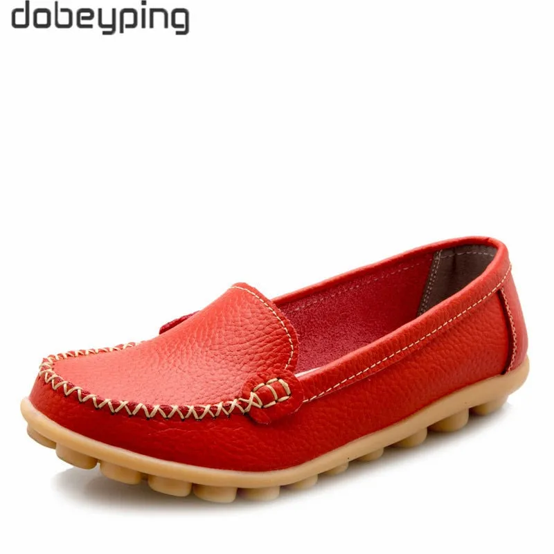 dobeyping New Spring Autumn Shoes Woman Genuine Leather Women Flats Slip On Women Loafers Moccasins Female Shoe Plus Size 35-44 Fall Shoes Loafers
