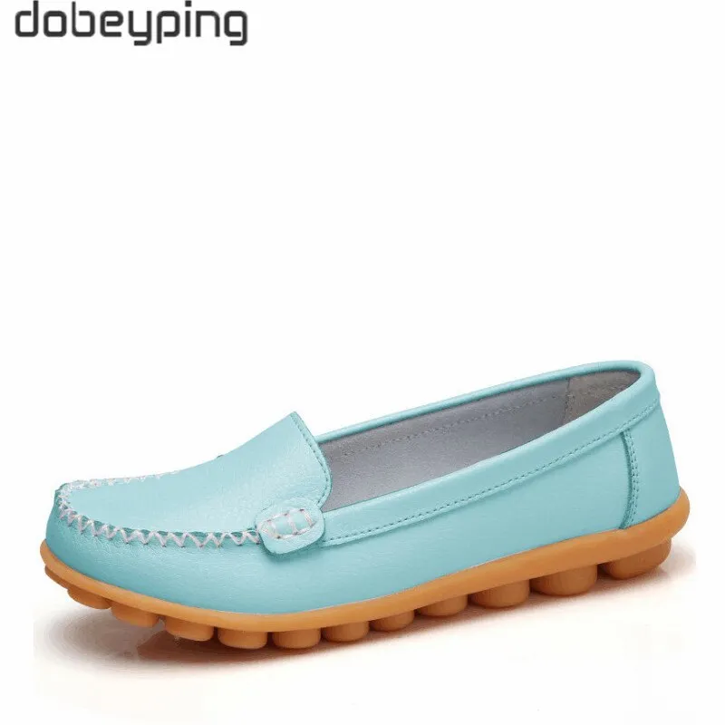 dobeyping New Spring Autumn Shoes Woman Genuine Leather Women Flats Slip On Women Loafers Moccasins Female Shoe Plus Size 35-44 Loafers With A Bow