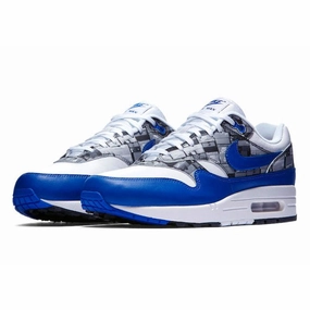 atmos  NIKE AIR MAX 1 PRNT " WHITE/GAME ROYAL-NEUTRAL GREY "      1 PRNT " / -  " aq0927-100 Asics Oly Shoes