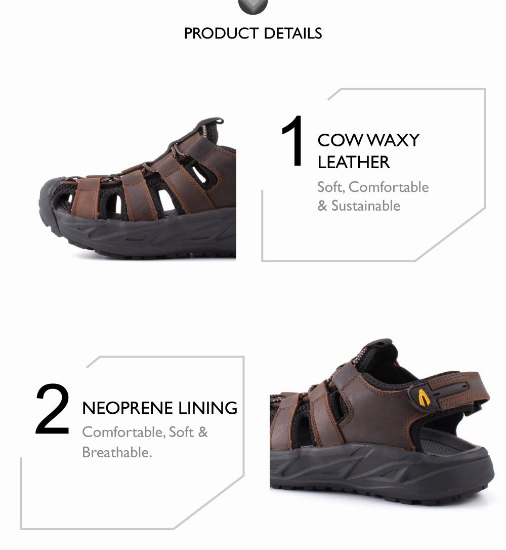camel active Adjustable Leather Strap Sandals Men Coffee VALERIO 892403-XC1SV-33 COFFEE Brioso Sandals