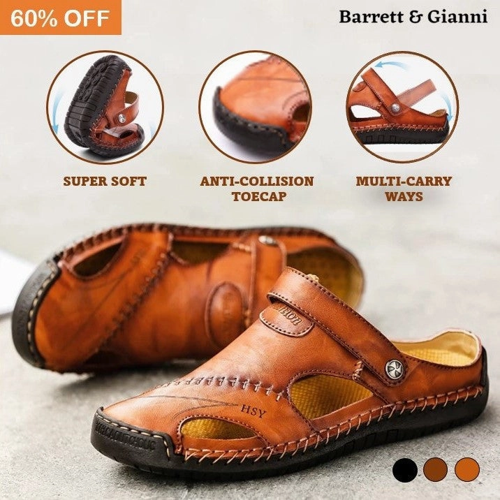 Sandals Halcyon Reviews Darren - Men Leather Sandals Summer Non-slip Breathable Slip on