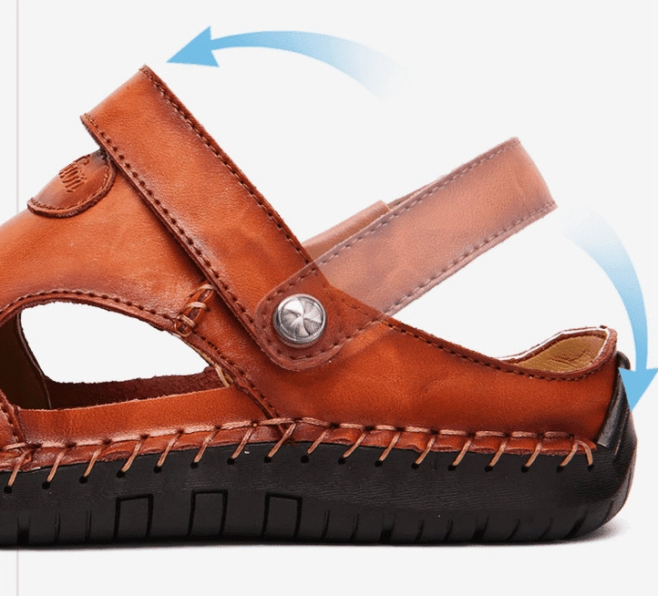 Darren - Men Leather Sandals Summer Non-slip Breathable Slip on Best Sandals Comfort