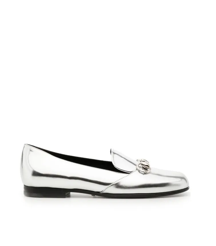Gucci Silver metallic leather horsebit loafer Tan Dress Loafers