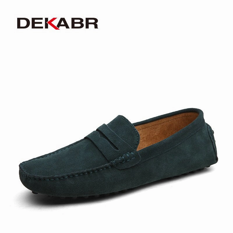 Wedge Loafers Size 6.5 Under $80 DEKABR Brand Fashion Summer Style Soft Moccasins Men Loafers High Quality Genuine Leather Shoes Men Flats Gommino Driving Shoes