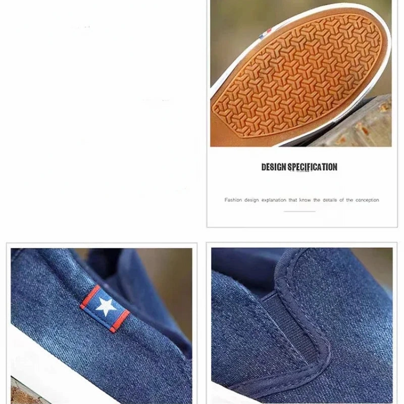 Shoes And Boots Denim Men's Canvas Shoes Slip-On Sneakers Male Flats Breathable Loafers for Men 2024 Summer Trainers Light Black Shoes Footwear