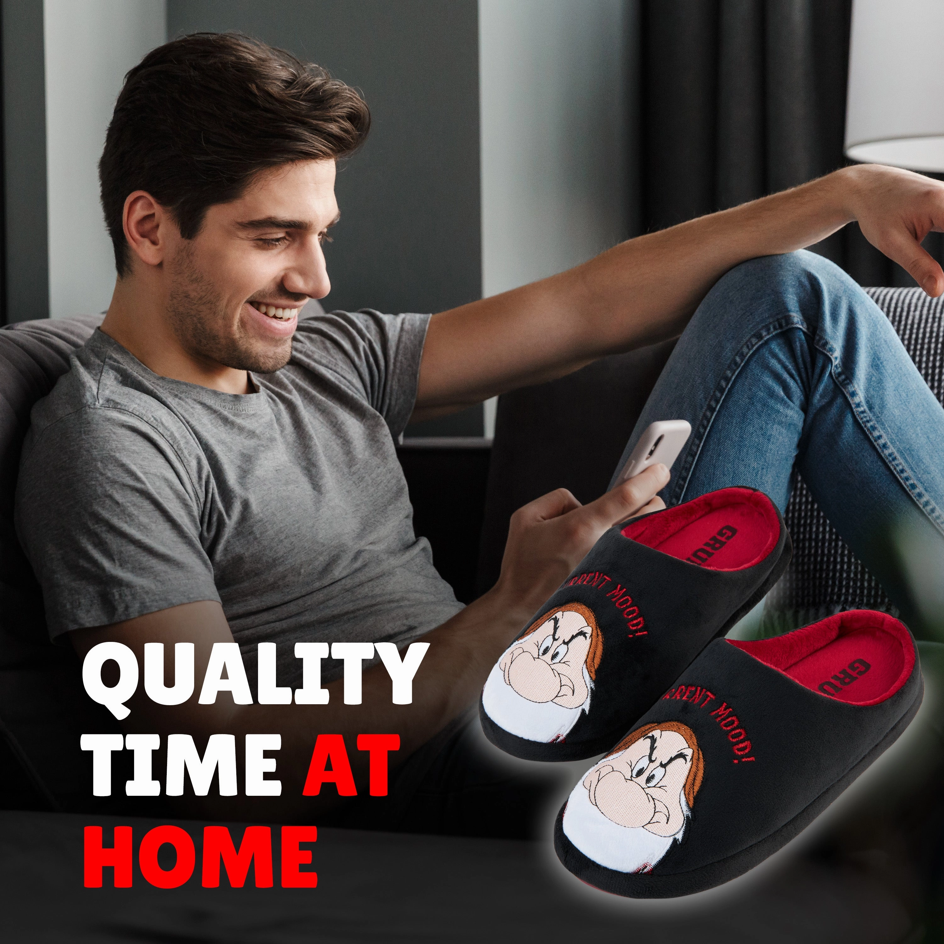 Slides Size 15 Disney Men's Slippers -Grumpy House Shoes