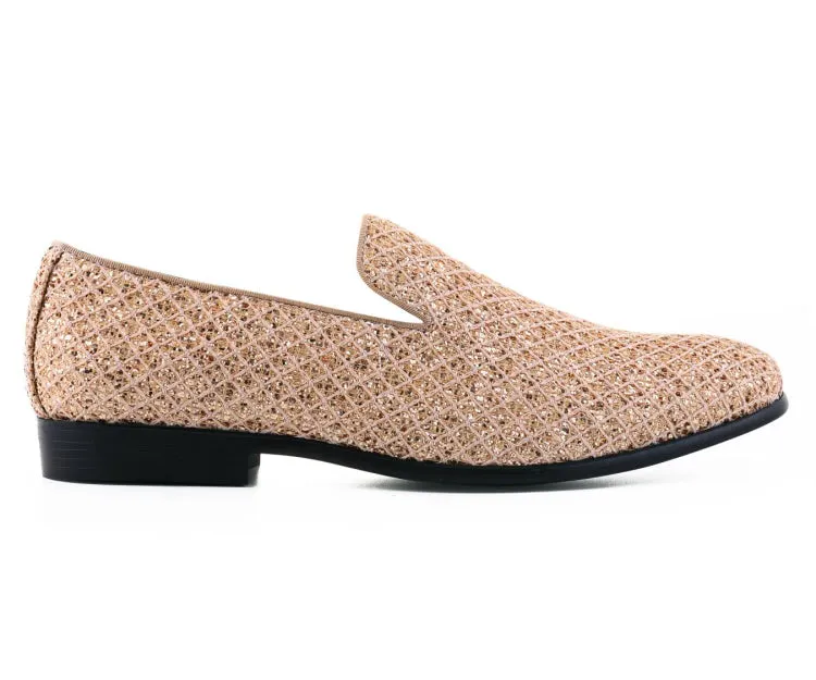 Domo Slippers Sarlo Gold Glitter Lattice Tuxedo Slippers For Women