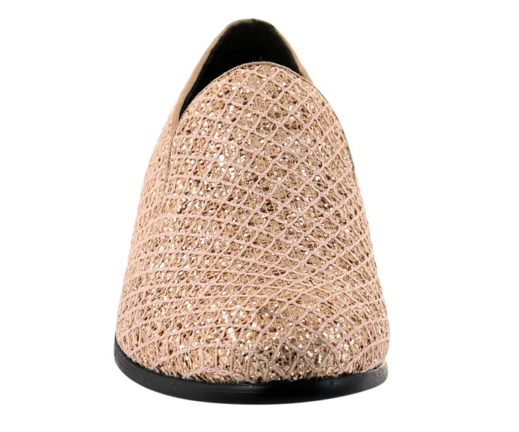 Boo Slippers Sarlo Gold Glitter Lattice Tuxedo Slippers For Women