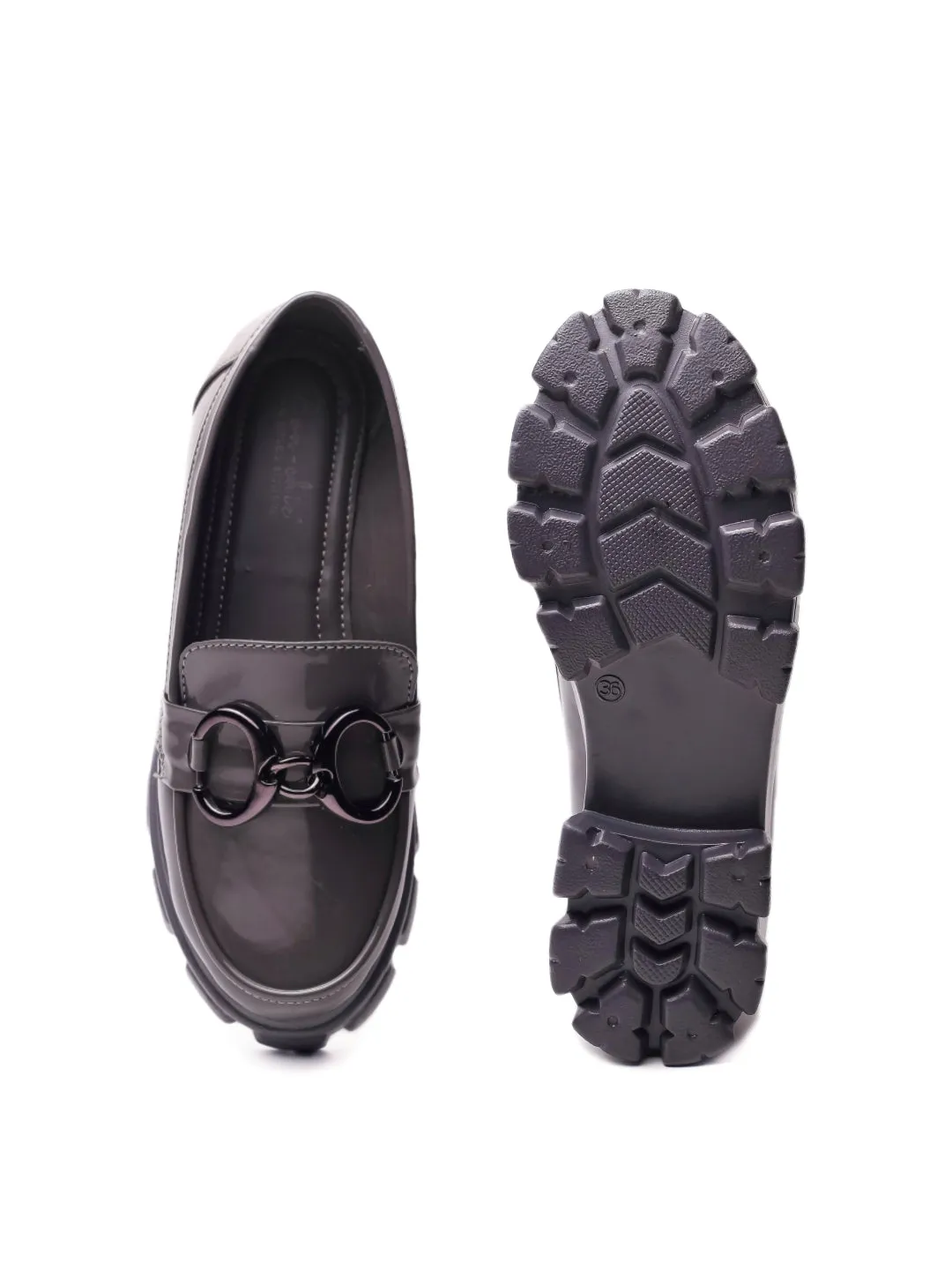 Gold Chain Loafers Brauch Grey Patent Embellished Loafer Shoe