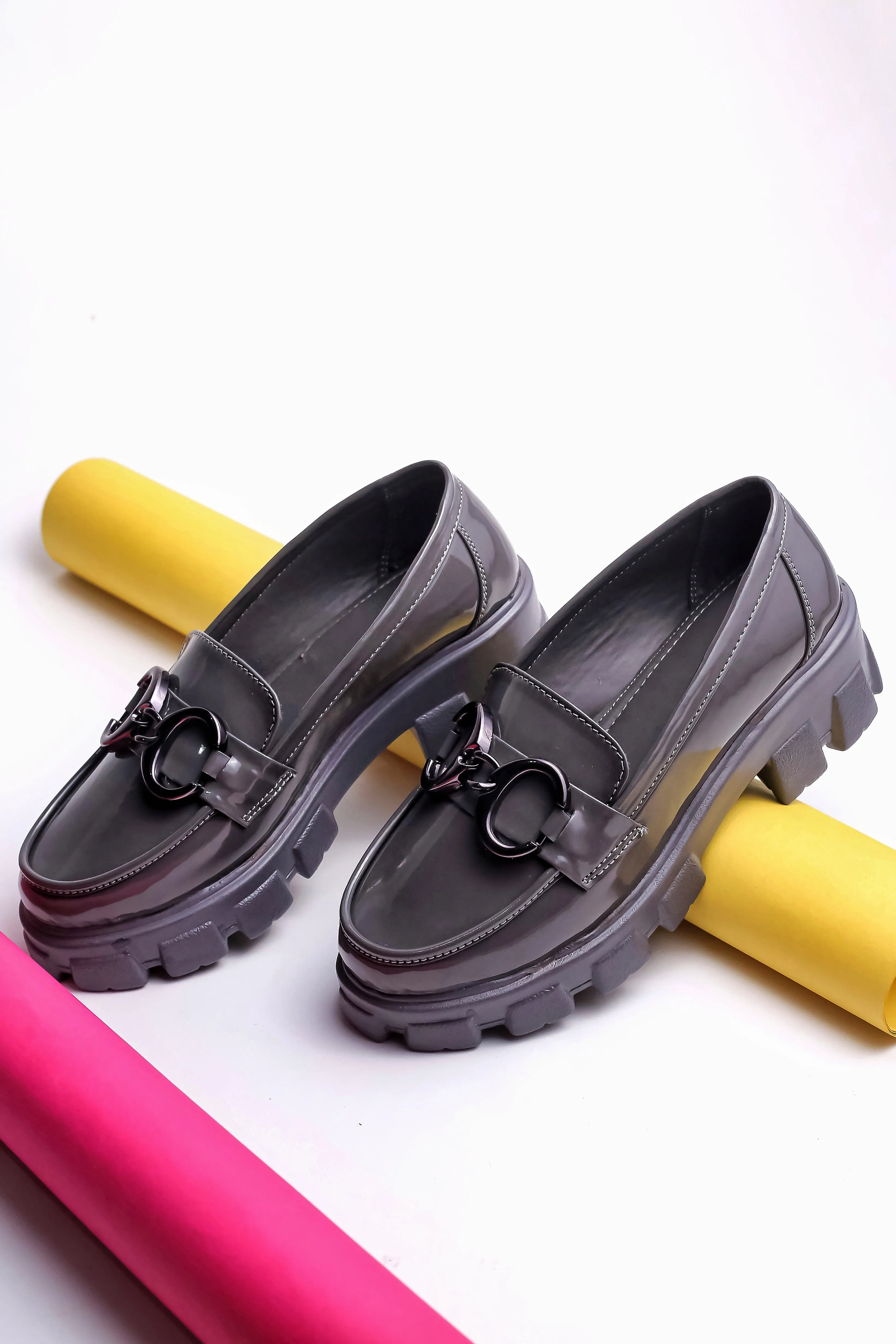 Brauch Grey Patent Embellished Loafer Shoe Kaveh Loafers