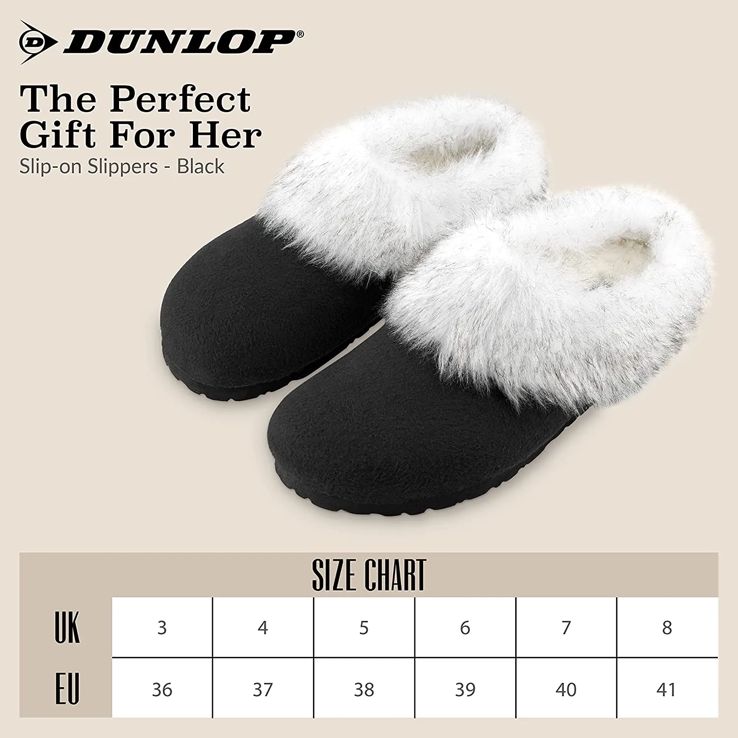 Organic Slippers Dunlop Ladies Slippers, Fluffy Slippers Women Faux Fur, House Shoes Indoor Outdoor