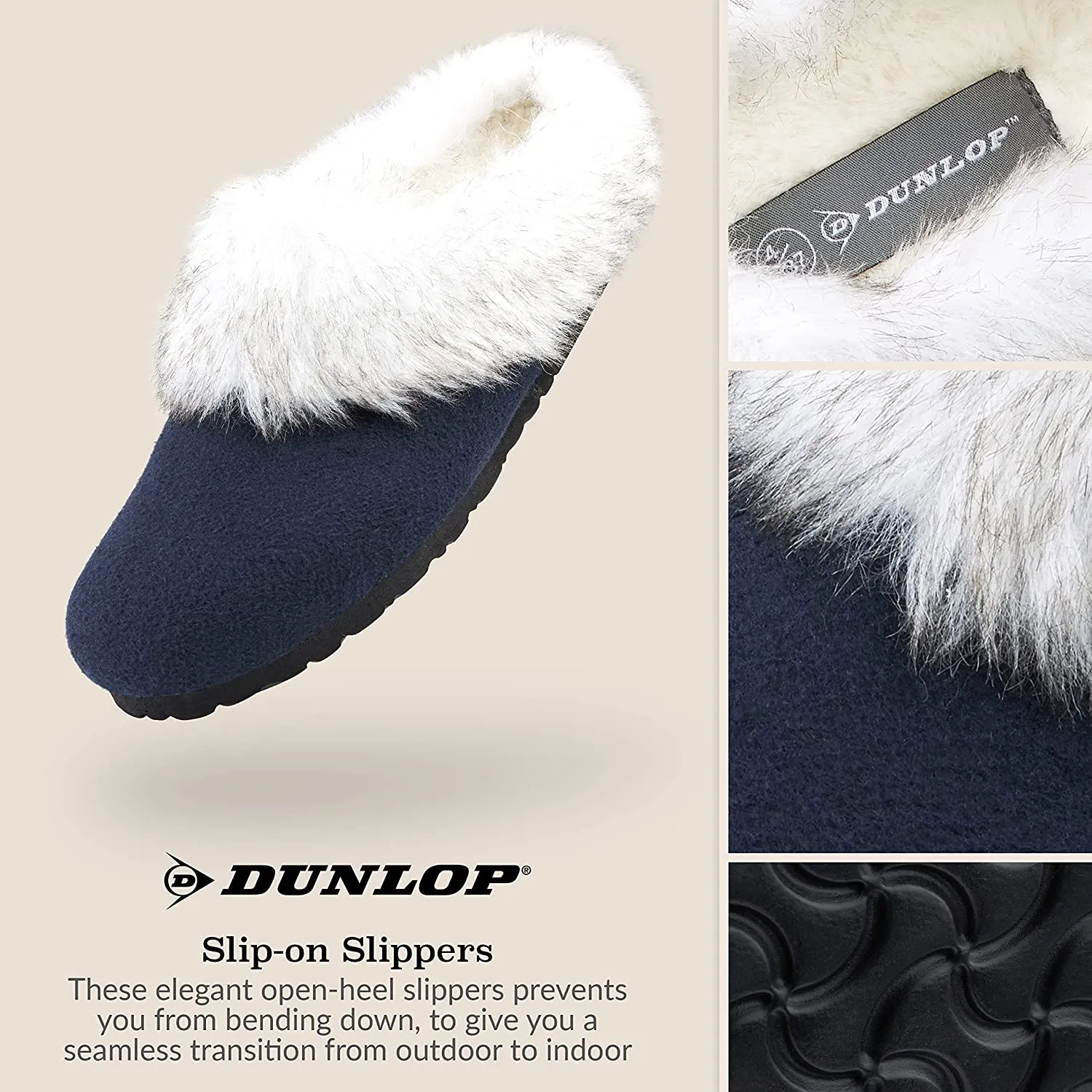 Italian Vel Dunlop Ladies Slippers, Fluffy Slippers Women Faux Fur, House Shoes Indoor Outdoor