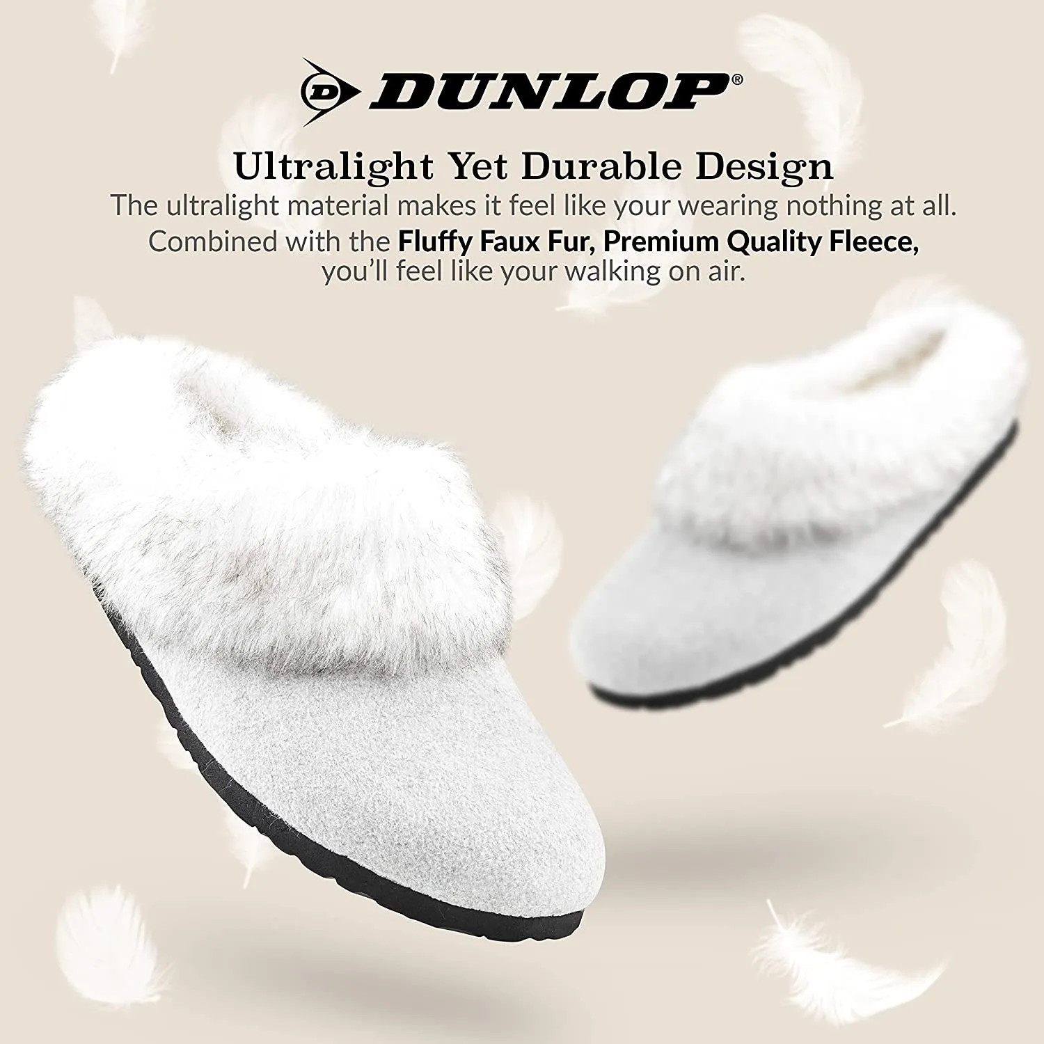 Ignite Slide Sandals Dunlop Ladies Slippers, Fluffy Slippers Women Faux Fur, House Shoes Indoor Outdoor