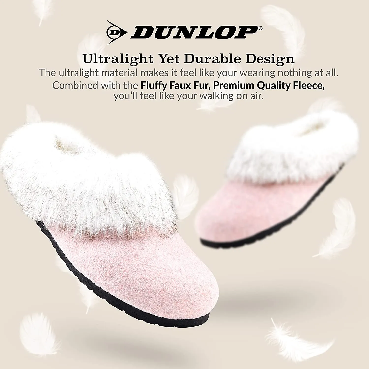 Dunlop Ladies Slippers, Fluffy Slippers Women Faux Fur, House Shoes Indoor Outdoor Koala Slippers