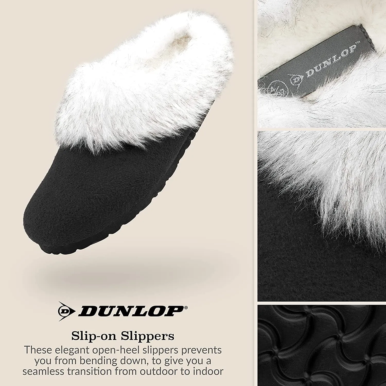 Dunlop Ladies Slippers, Fluffy Slippers Women Faux Fur, House Shoes Indoor Outdoor Oooh Geez Slippers
