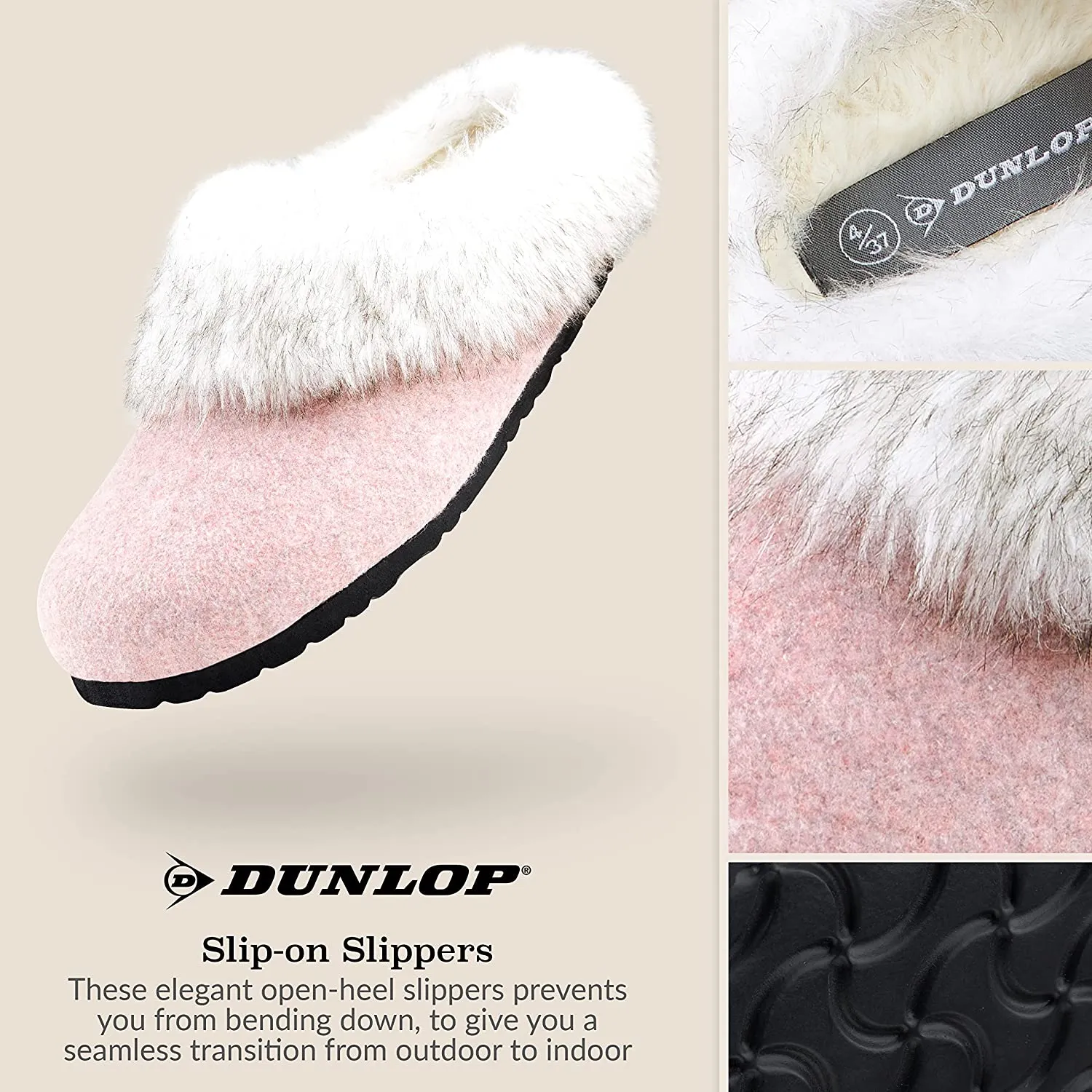 Slippers Sizing Dunlop Ladies Slippers, Fluffy Slippers Women Faux Fur, House Shoes Indoor Outdoor