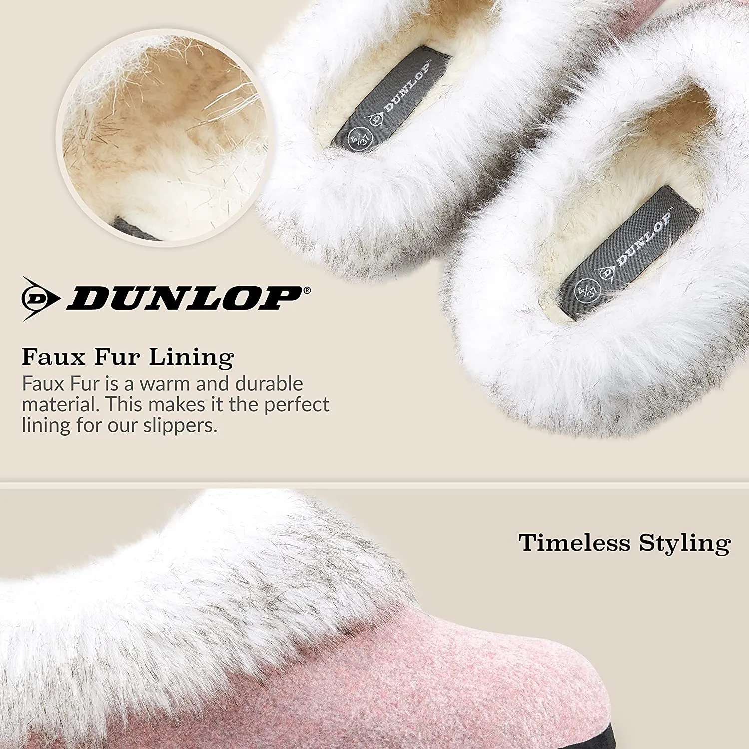 Fuzzy House Slippers Dunlop Ladies Slippers, Fluffy Slippers Women Faux Fur, House Shoes Indoor Outdoor