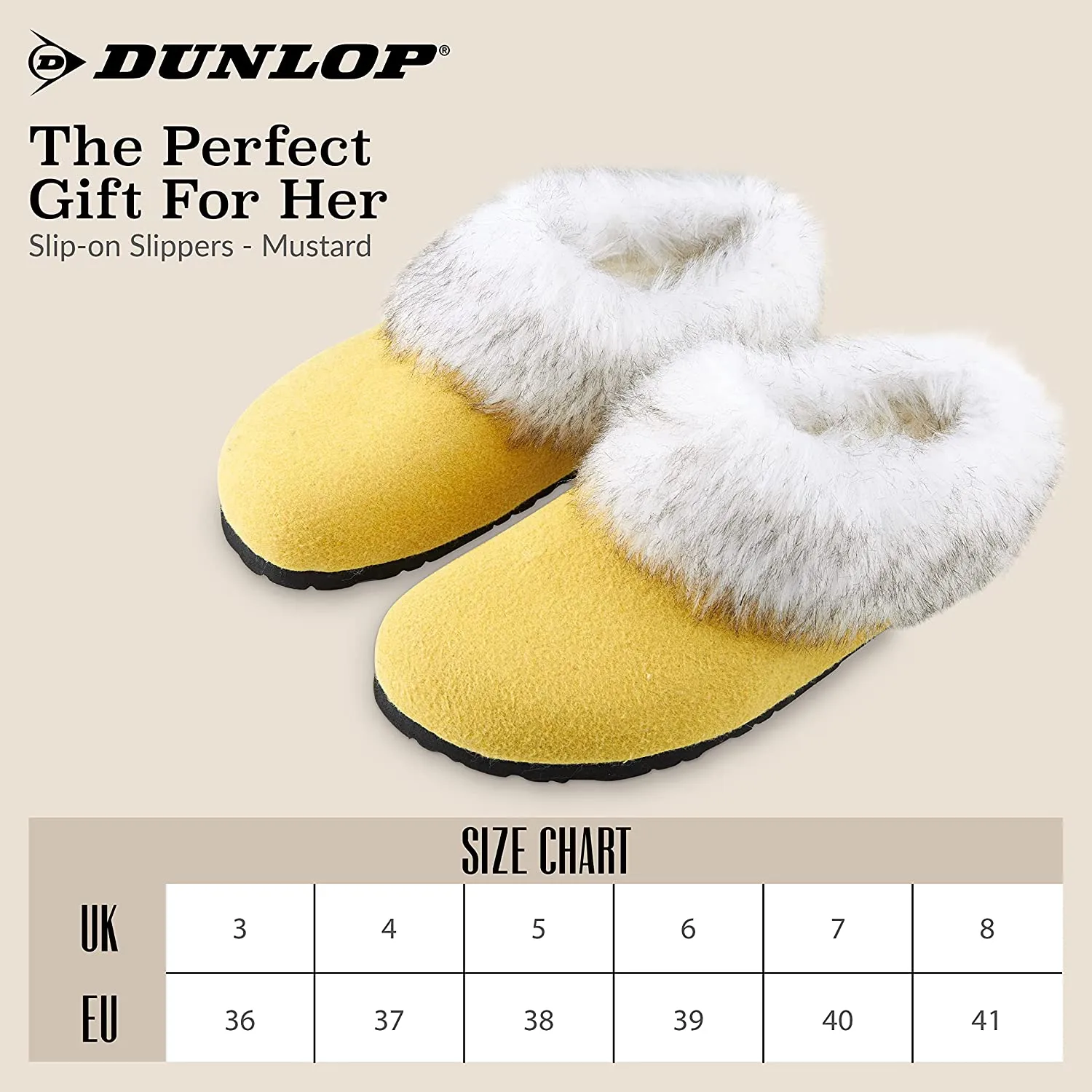Dunlop Ladies Slippers, Fluffy Slippers Women Faux Fur, House Shoes Indoor Outdoor Lamo Ladies Slippers