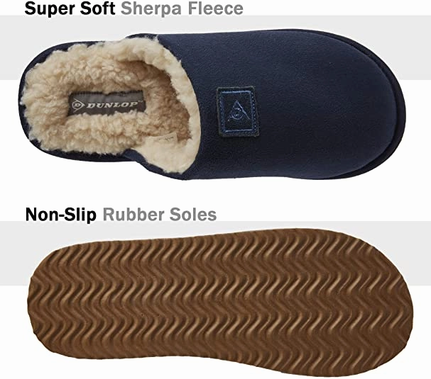 Scuffette Slippers Sand Dunlop Comfy Memory Foam Slippers with Rubber Sole Anti Slip for Men
