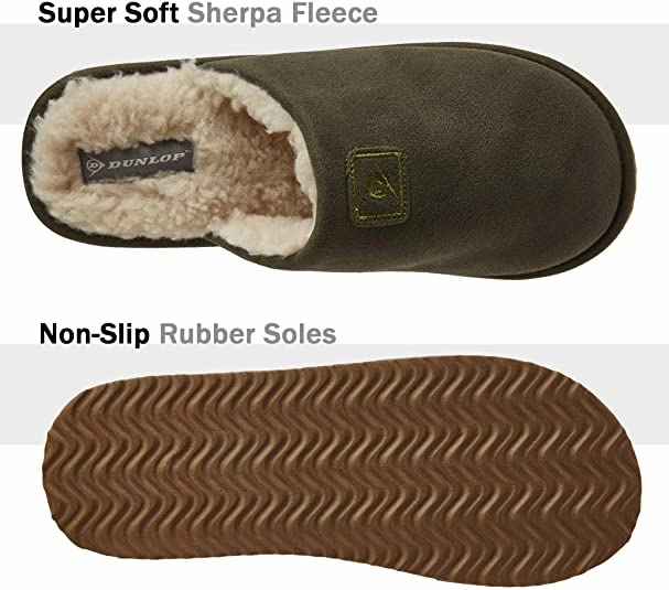 Size 13 Slippers Dunlop Comfy Memory Foam Slippers with Rubber Sole Anti Slip for Men