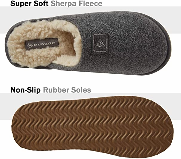 Dangling Slippers Dunlop Comfy Memory Foam Slippers with Rubber Sole Anti Slip for Men