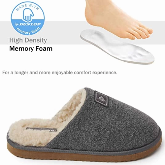 Slippers Orthopedic Dunlop Comfy Memory Foam Slippers with Rubber Sole Anti Slip for Men