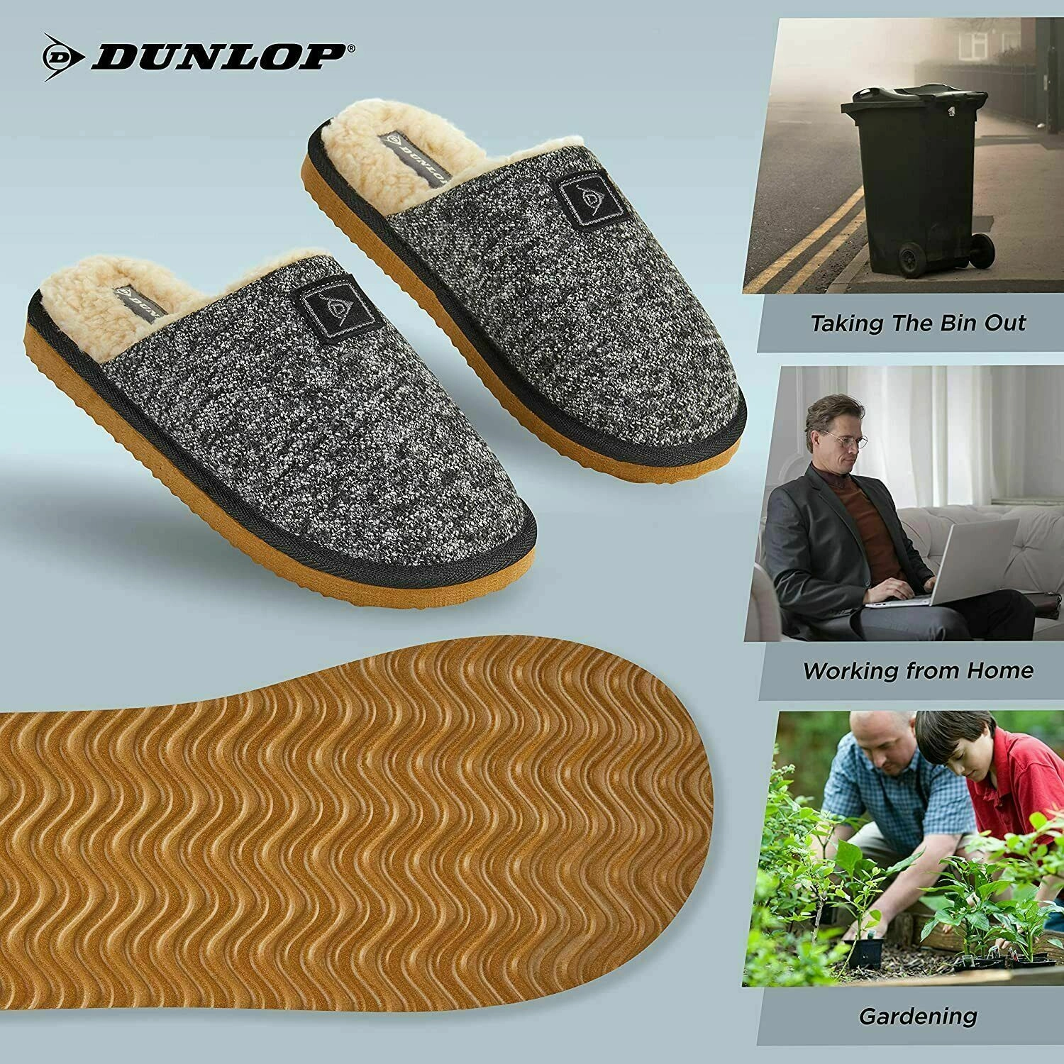 Nessarose Slippers Dunlop Comfy Memory Foam Slippers with Rubber Sole Anti Slip for Men