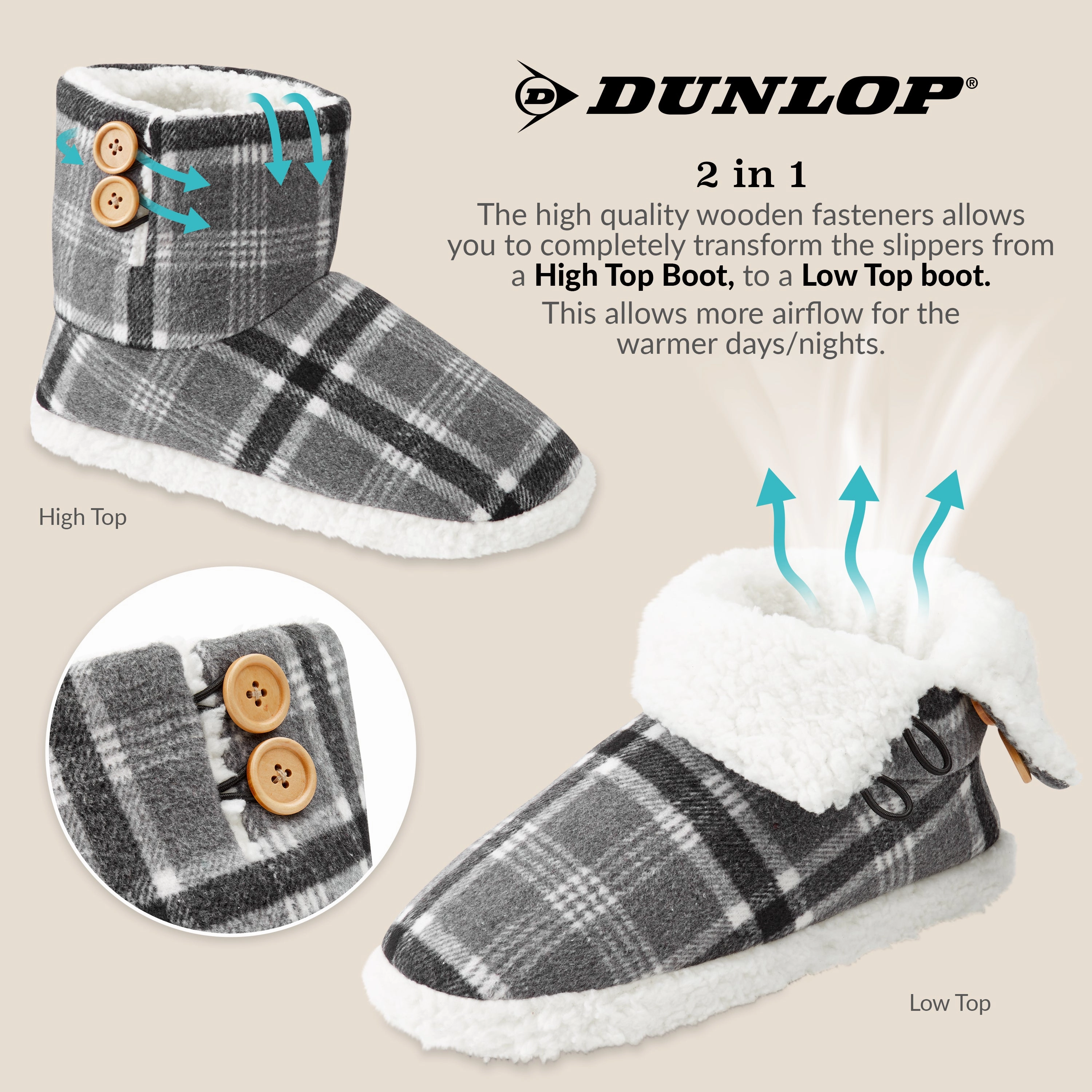 Hey Dude House Slippers Dunlop Men's Slippers - Plush Boot Slippers for Men