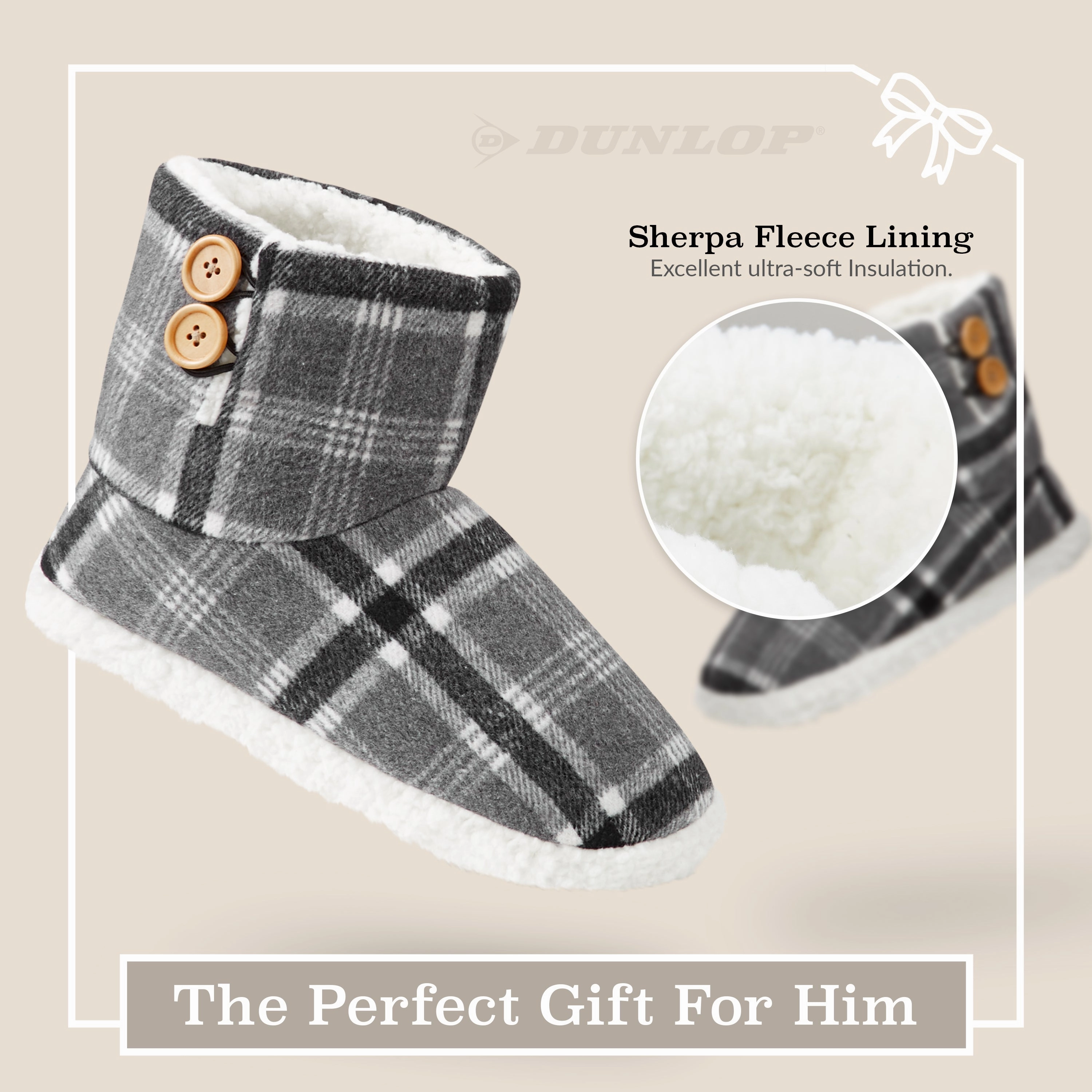 Teenage Slippers Dunlop Men's Slippers - Plush Boot Slippers for Men